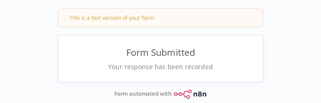 Página do formulário com a mensagem padrão Form Submitted e Your response has been recorded